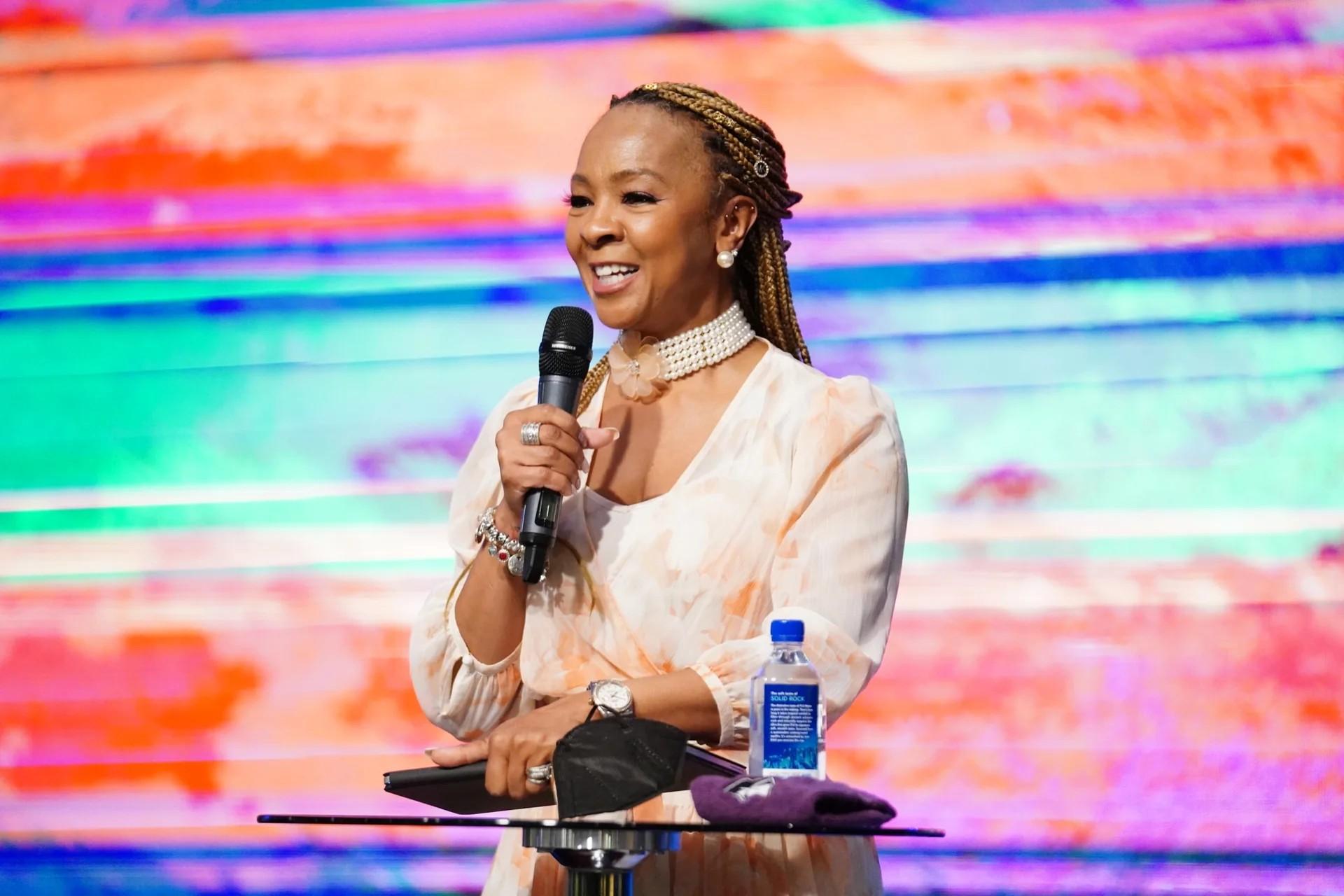 Executive Pastor Synetra Leaphart-Mack ministering at New Hope Cathedral